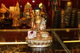 藏传佛教用品尼泊尔纯紫铜鎏金鎏银佛像 手工打造7寸释迦牟尼结缘