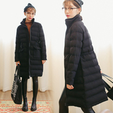 棉袄女2015新款大码女装韩版中长款菱形格加厚羽绒棉衣棉服外套冬