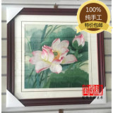 苏绣刺绣成品手工客厅挂画荷花精品画客厅装饰画卧室玄关简约中式