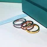 Tiffany蒂芙尼18K玫瑰金黄金镶钻戒指情侣款窄版对戒钻石婚戒男女