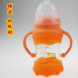 美儿贝比新初生婴儿感温防护玻璃宽口径奶瓶180ml/220ml赠瓶刷