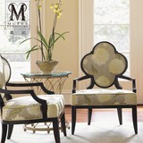 慕妃高端定制客厅家具美式欧式新古典实木布艺单人休闲沙发椅LT11