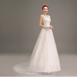 2015新款婚纱礼服冬季一字肩短袖包肩双肩齐地韩版新娘新款婚纱