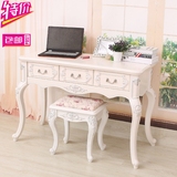 新款 田园宜家韩式欧式现代简约纯白色台式电脑桌 实木书桌办公桌