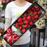 高端！北京同城鲜花速递19朵红玫瑰花鲜花礼盒生日鲜花实体店配送