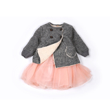 2015冬季新款 女童含羊毛圆领短外套羊羔绒棉袄宝宝冬季外衣