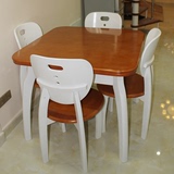白色餐桌可伸缩折叠小户型实木餐桌椅组合地中海田园可调节饭桌子