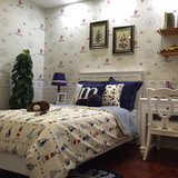 样板房间休闲美式床品套件儿童男孩房进口棉印花家纺8件套床品