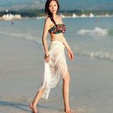 韩国网状绑带蕾丝裹裙泳衣外搭披纱泡温泉比基尼防晒罩衫沙滩裙女