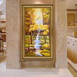 欧式山水风景油画中式玄关装饰画 走廊手绘风水挂画客厅餐厅壁画