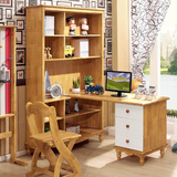 简约实木书桌转角带书架组合电脑桌写字台儿童书桌书柜橡木直销