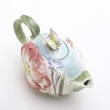 陶瓷彩绘花鸟小茶壶立体欧式可爱咖啡壶创意迷你花草茶壶下午茶具