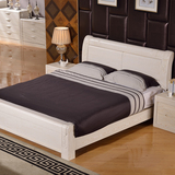 现代中式榆木床白色全实木1.5米1.8米双人高箱床储物卧室家具婚床