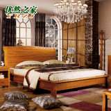 现代中式实木床1.5米1.8米双人婚床高箱床简约现代白蜡木卧室家具
