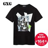 GXG男装  2016夏季商场同款  时尚黑色圆领短袖T恤男#62244170