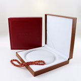 高档珍珠项链盒子大号皮质项链礼品包装盒带凹槽首饰盒