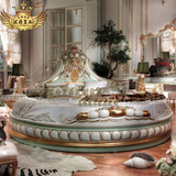 欧式实木圆床双人雕花床公主床婚床法式浪漫手绘卧室家具定制促销