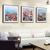 云图美式乡村风景客厅装饰画 现代简约餐厅沙发背景墙画卧室挂画