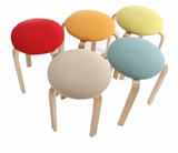 小凳子时尚圆凳子实木质高木凳家用餐凳子加厚简约彩色软包布艺凳