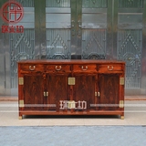 老挝大红酸枝素面四门餐边柜实木储物柜收纳柜 中式仿古红木家具