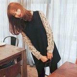 韩国Cherrykok官网正品代购 假两件拼接荷叶领森女系连衣裙