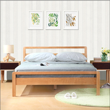 全实木床日式现代简约软靠白橡木原木床1.2儿童1.5/1.8米单双人床