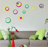 创意3D立体圆圈墙贴木质 客厅卧室背景墙装饰壁贴可移除圆形贴饰