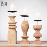 境泉 实木中式复古烛台摆件 餐桌大烛台 原生态木制家居装饰品