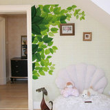 清新绿叶可移除沙发背景贴画自粘客厅墙贴纸家装家饰立体感墙贴大