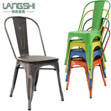 餐椅欧式铁皮椅子靠背椅金属椅子户外铁皮凳椅铁艺复古工业铁椅