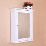 白色带门镜子墙柜 欧式浴室小吊柜卫生间拉手挂柜子 置物收纳壁柜