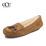CCE法国冬款皮毛一体女鞋甜美休闲鞋吊坠羊毛棉鞋豆豆鞋c1005478