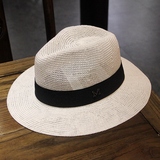 韩国新款休闲夏季遮阳帽子女士黑白礼帽草帽欧美范爵士帽百搭凉帽