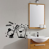 我爱刷牙可爱卫生间浴室厕所洗手间 玻璃防水瓷砖贴装饰墙贴纸画