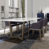 北欧餐桌大理石实木餐桌小户型长方形设计师水曲柳饭桌台极美家具