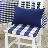 地中海蓝色布艺格子 加厚椅垫 海绵垫 坐垫 餐椅垫 可拆洗
