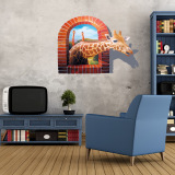 3D立体视觉墙贴墙壁客厅装饰沙发背景个性创意搞笑酒吧长颈鹿贴纸