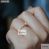 纤细超迷你麻花款镜面光日本akoya海水珍珠18K黄金珍珠戒指指环