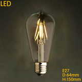 复古ST64LED光源E27大螺旋口创意个性节能艺术装饰爱迪生灯泡