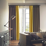 简约现代大气纯色遮光加厚客厅卧室亚麻棉麻窗帘布料成品定制