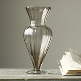 家居饰品现代简约新古典时尚创意客厅餐桌烟灰色玻璃花瓶花器包邮
