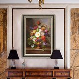 花开富贵高档竖幅版玄关卧室餐厅欧美式装饰画纯手绘牡丹花卉油画