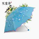 天堂伞遮阳伞防紫外线太阳伞黑胶防晒伞折叠变色晴雨伞 女士便轻