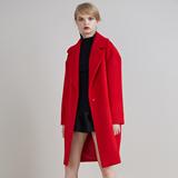 包邮RHC原创设计新款红色外套女结婚中长款羊绒大衣宽松茧型