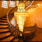 金色现代大气楼梯灯长吊灯别墅复式楼梯灯水晶吊灯客厅大吊灯灯具