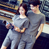 2016情侣装夏装新款套装韩版短袖t恤夏季情侣半袖学生班服两件套