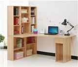 简约现代转角电脑桌写字台家用办公桌加书柜书架自由组合拐角书桌