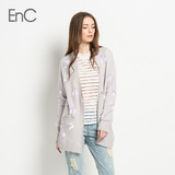 ENC衣恋旗下春夏新品韩版宽松休闲中长款外套针织开衫EHCK61204C
