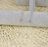韩版钛钢玫瑰金18k短款珍珠锁骨项链简约简洁经典 可调节珍珠长度