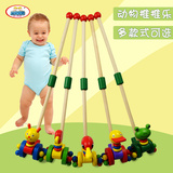 儿童推推乐玩具 宝宝木制动物单杆手推车 助步学步车玩具1-2-3岁